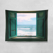 Sea View Window Background Cloth Fresh Bedroom Homestay Decoration Wall Cloth Tapestry, Size: 150x100cm(Window-7)