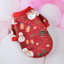 2 PCS SD07031 Christmas Dog Clothes Cartoon Pet Small Dog Cat Sweater Clothes, Size: S(Red Snowman)