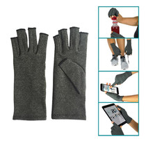 Half Finger Cycling Gloves Arthritis Pressure Health Gloves High Elastic Breathable Anti-edema Rehabilitation Riding Glov, Size:S (Gray)