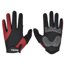 Boodun Riding Gloves Splicing Long Finger Bike Gloves Outdoor Sports Gloves, Size: L(Red)