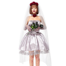 1913 Halloween Adult Vampire Costume Hanayome Rose Ghost Bride Crossdress, Size: M(Silver Grey)