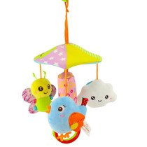 Happy Monkey H168114-2 Umbrella Design Baby Bed Bell Music Rotating Baby Toy Stroller Pendant(Cloud Bee Bird)