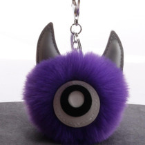 3 PCS Cartoon Croissant Hair Ball Keychain Pendant Bag Car Pendant(Purple)