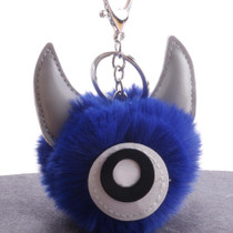 3 PCS Cartoon Croissant Hair Ball Keychain Pendant Bag Car Pendant(Royal Blue)