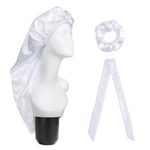3 PCS/Set Hair Care Long Cap + Turban + Hair Ring(White)