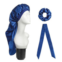 3 PCS/Set Hair Care Long Cap + Turban + Hair Ring(Blue)