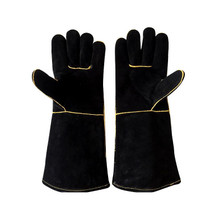1 Pair Outdoor Garden Cut-Proof Genuine Leather Welding Gloves, Length 35cm(Black)