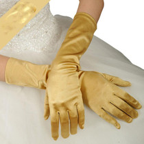 1pair Bride Gloves Satin Long Vintage Travel Sunscreen Dress Wedding Gloves(Gold)