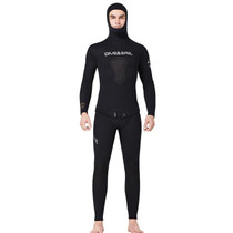 DIVE&SAIL 7mm Split Thick And Keep Warm Long Sleeves Hooded Diving Suit, Size: XXL(Black)