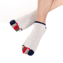 Men Low Top Color Sweat Absorbing Five Finger Cotton Socks, Free Size(White)