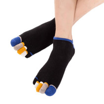 Men Low Top Color Sweat Absorbing Five Finger Cotton Socks, Free Size(Black)