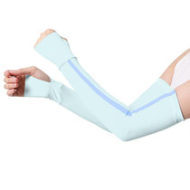 1 Pair Sunscreen Ice Silk Sleeves Outdoor Cycling Driving UV Protection Sleeves, Size: M(Cyan+Blue)