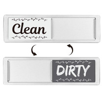 Dishwasher Magnet Clean Dirty Sign Double-Sided Refrigerator Magnet(Silver Lace White Gray)