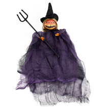 Halloween Terror Pumpkin Doll Pendant Haunted House Party Hanging Ghost Props(Purple)