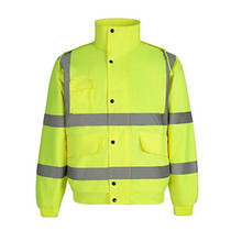 Winter Warm Waterproof Short Multi-pocket Reflective Cotton Jacket, Size: XL(Fluorescent Yellow)