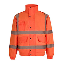 Winter Warm Waterproof Short Multi-pocket Reflective Cotton Jacket, Size: M(Fluorescent Orange)