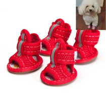 Tendon Bottom Mesh Pet Anti-skid Sandals, Size:5: 5.5x6.5cm(Big Red)