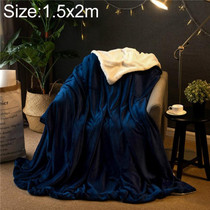 Winter Sofa Blanket Double Thick Cashmere Coral Fleece Ofice Nap Blanket, Size:1.5x2m(Navy Blue)