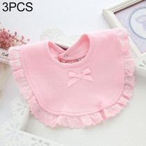 3 PCS Newborn Lace Bow Baby Bibs Infant Saliva Towels(Pink)