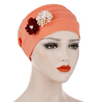 2 PCS Flowers Decoration Linen Hexagon Turban Hat Wrap Cap(Watermelon Red)