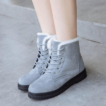 Ladies Cotton Shoes Plus Velvet Snow Boots, Size:40(Gray)