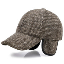 Winter Casual Baseball Cap Outdoor Thickened Warm Bomber Hats for Men, Hat Size:Adjustable(Brown)