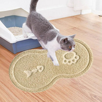 Lovely PVC Cat Litter Mat Eight-shaped  Anti-skid Placemat Pet Supplies(Beige)