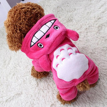 Pet Coral Fleece Costume Cute Chinchillas Dog Warm Coat, Size:M(Pink)