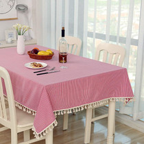 Cloth Cotton Dining Tablecloth Decoration Cloth, Size:70x70cm(Pink Stripe)