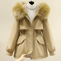 Loose Thickening Down Padded Jacket (Color:Khaki Size:M)