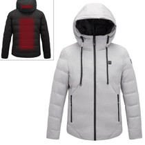 Men and Women Intelligent Constant Temperature USB Heating Hooded Cotton Clothing Warm Jacket (Color:Light Grey Size:M)