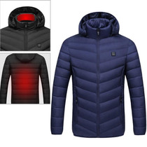 USB Heated Smart Constant Temperature Hooded Warm Coat for Men and Women (Color:Dark Blue Size:XXXL)