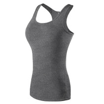 Tight Training Yoga Running Fitness Quick Dry Sports Vest (Color:Gray Size:L)