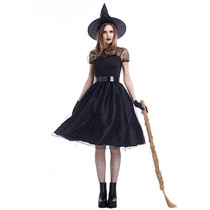 Cosplay Costume Black Gauze Witch Costume Temperament Night Ghost Game Costume (Color:Black Size:L)