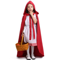 Little Red Riding Hood Parent Child Fairy Tale Drama Performance Costume Little Red Riding Hood Dress Little Maid Two Dress Halloween Costume (Color:Cape+Maid Size:XS)