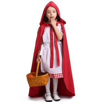 Little Red Riding Hood Parent Child Fairy Tale Drama Performance Costume Little Red Riding Hood Dress Little Maid Two Dress Halloween Costume (Color:Cape+Maid Size:S)