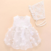 Baby Sleeveless Mesh Dress (Color:White Size:12M)