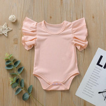 Baby One-piece Romper With Large Lace Sleeves (Color:Pink Size:70)
