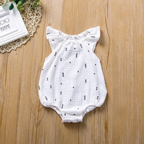 Baby Girl Fold Print Cartoon Pattern Jumpsuit (Color:White Triangle Size:80)