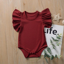 Baby One-piece Romper With Large Lace Sleeves (Color:Red Wine Size:90)