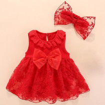 Toddler Girl Dress Group with Bowknot (Color:Red Size:66-73)