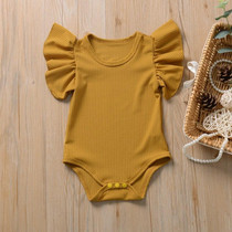 Baby One-piece Romper With Large Lace Sleeves (Color:Yellow Size:90)