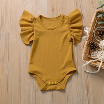 Baby One-piece Romper With Large Lace Sleeves (Color:Yellow Size:70)