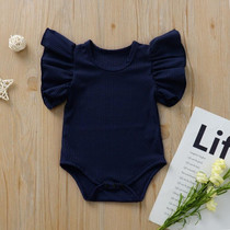 Baby One-piece Romper With Large Lace Sleeves (Color:Royal Blue Size:100)