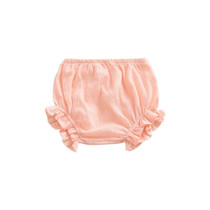 Pure Color Cotton And Linen Lace Casual Triangle Shorts (Color:Pink Size:80)