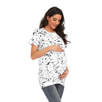 Tie-dye Short-sleeved T-shirt Plus Size Maternity Wear (Color:White Size:L)