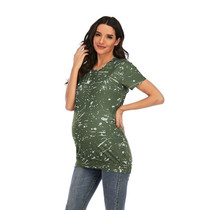 Tie-dye Short-sleeved T-shirt Plus Size Maternity Wear (Color:Army Green Size:S)