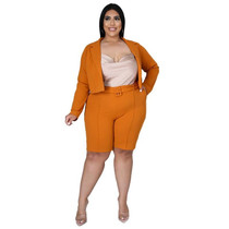 Pure Color Sexy Temperament Fashion Casual Suit (Color:Orange Size:XXXXL)