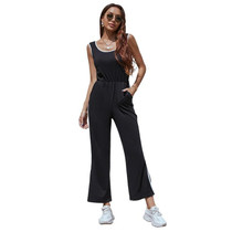 Vest-type Casual Loose Jumpsuit (Color:Black Size:XL)