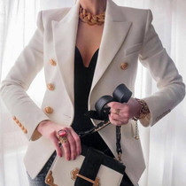 Solid Color Slim Long-sleeved Cardigan Short Suit Jacket for Ladies (Color:Beige Size:S)